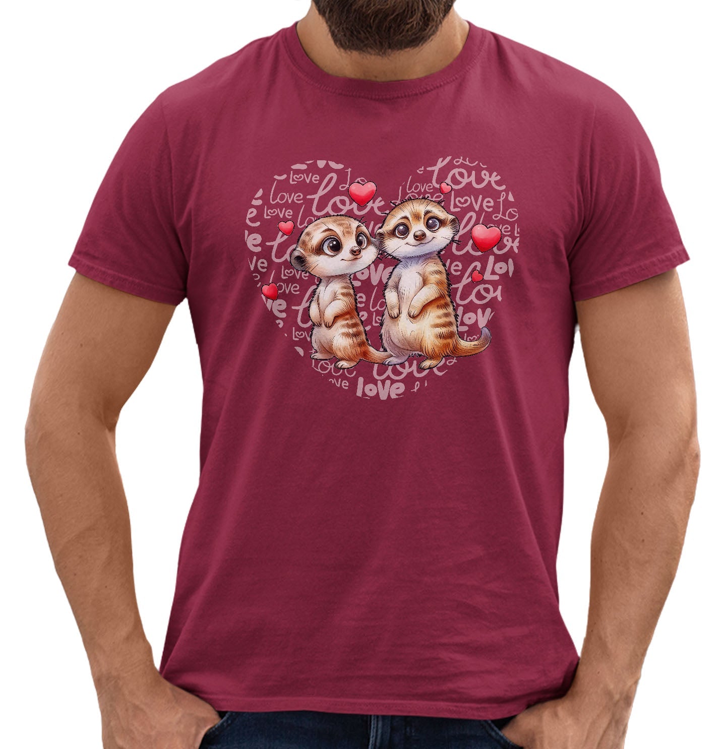 Meerkat Love Heart - Adult Unisex T-Shirt