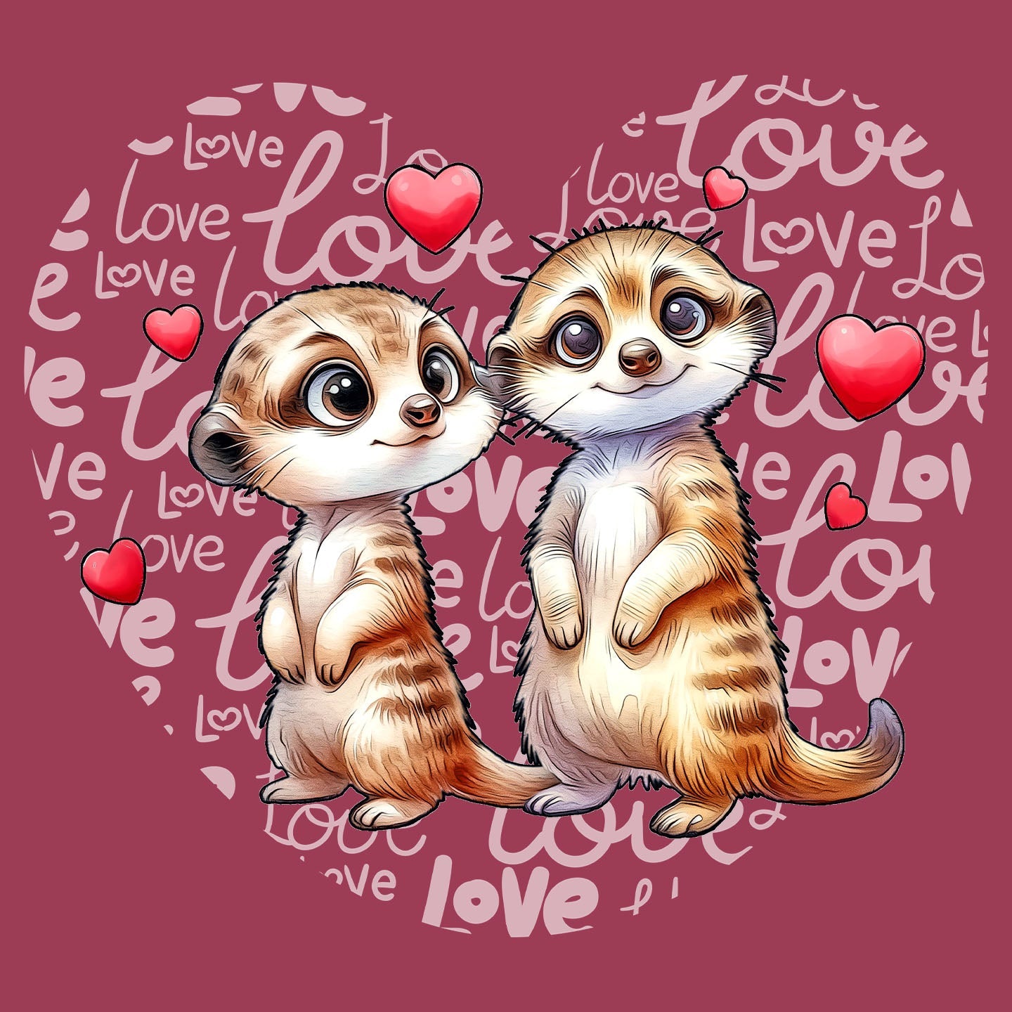 Meerkat Love Heart - Adult Unisex T-Shirt