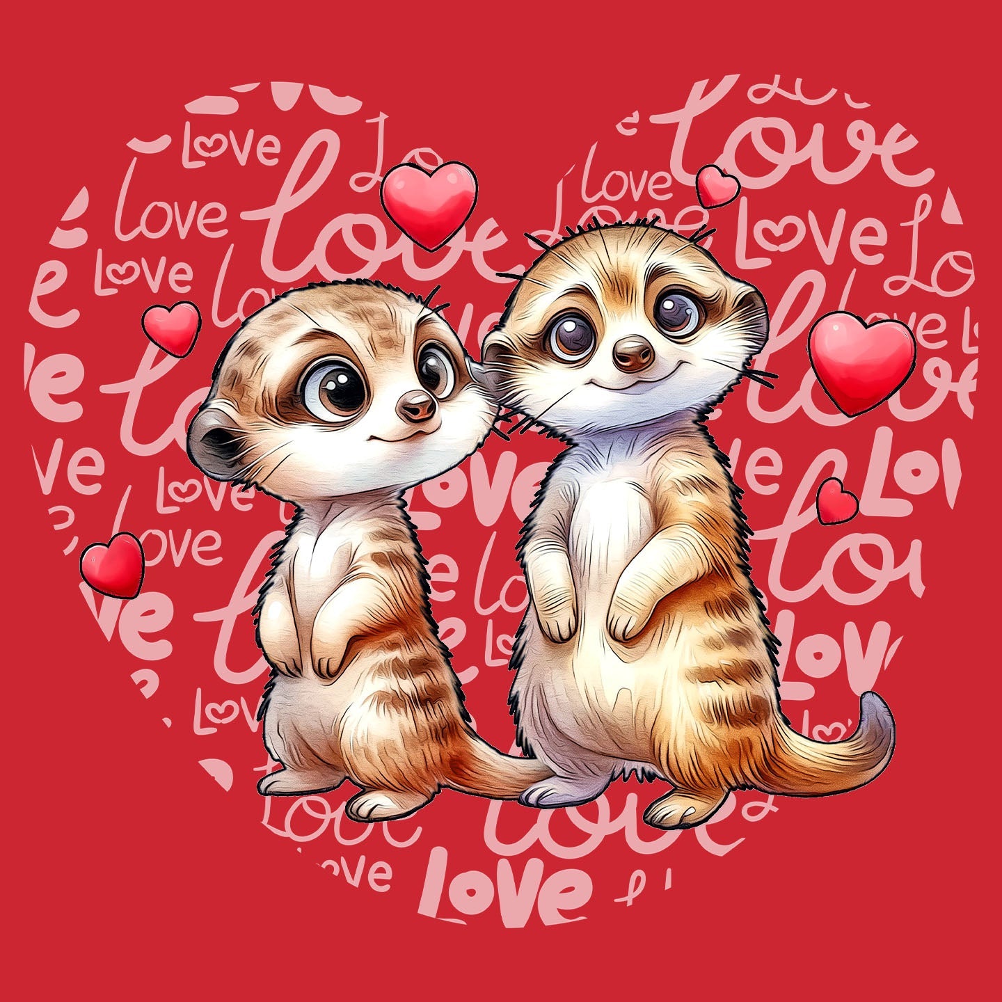Meerkat Love Heart - Kids' Unisex T-Shirt
