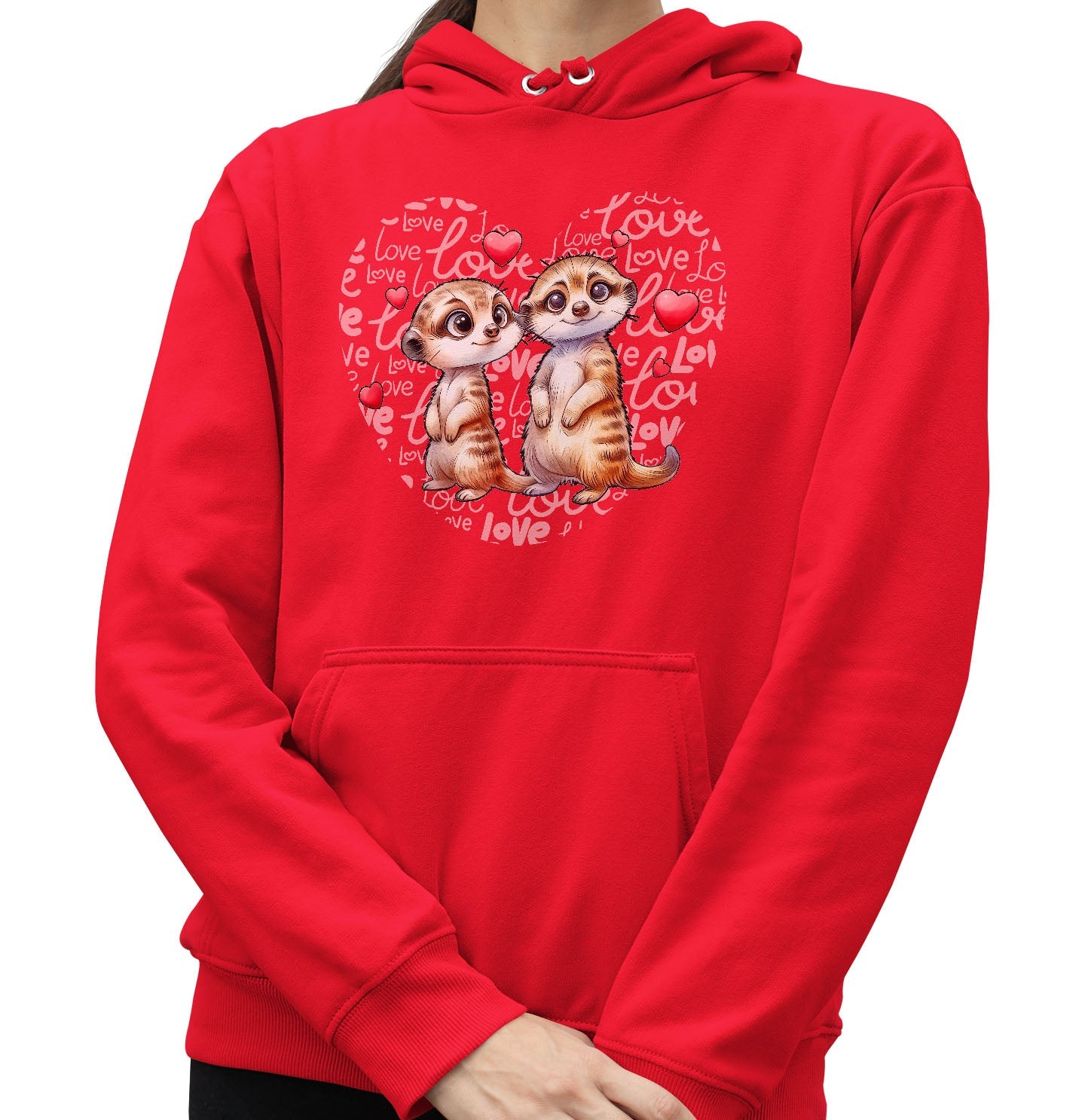 Meerkat Love Heart - Adult Unisex Hoodie Sweatshirt