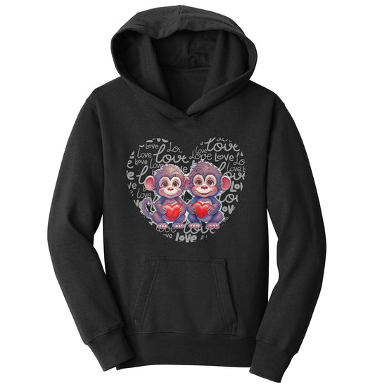 Monkey Love Heart - Kids' Unisex Hoodie Sweatshirt