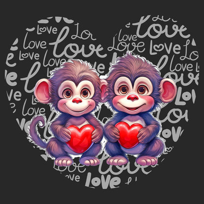 Monkey Love Heart - Kids' Unisex Hoodie Sweatshirt