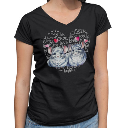 Mouse Love Heart - Women's V-Neck T-Shirt