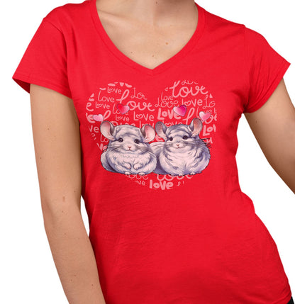 Mouse Love Heart - Women's V-Neck T-Shirt