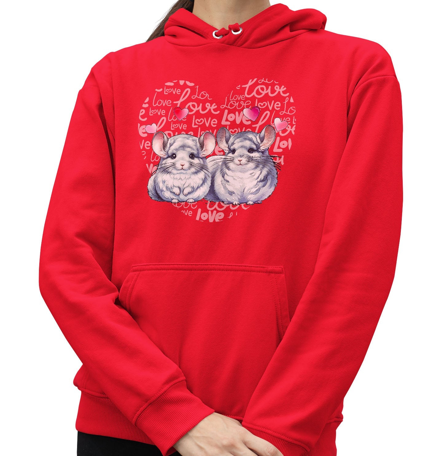 Mouse Love Heart - Adult Unisex Hoodie Sweatshirt