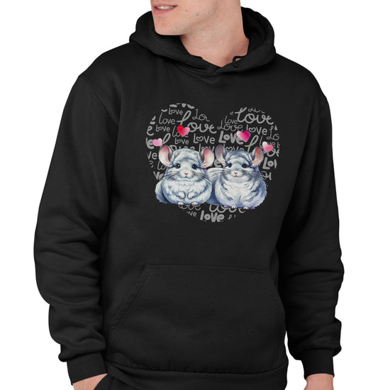 Mouse Love Heart - Adult Unisex Hoodie Sweatshirt