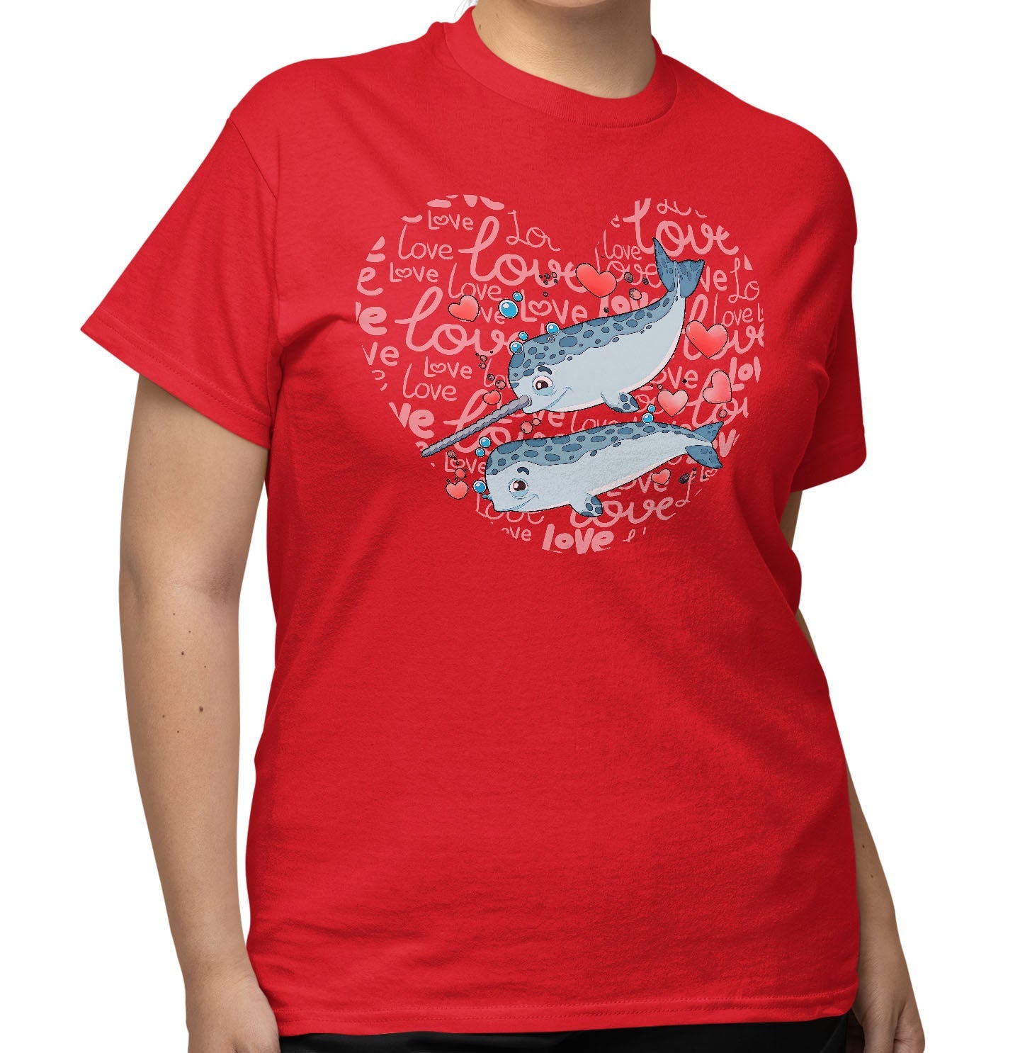 Narwhal Love Heart - Adult Unisex T-Shirt