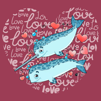 Narwhal Love Heart - Adult Unisex T-Shirt