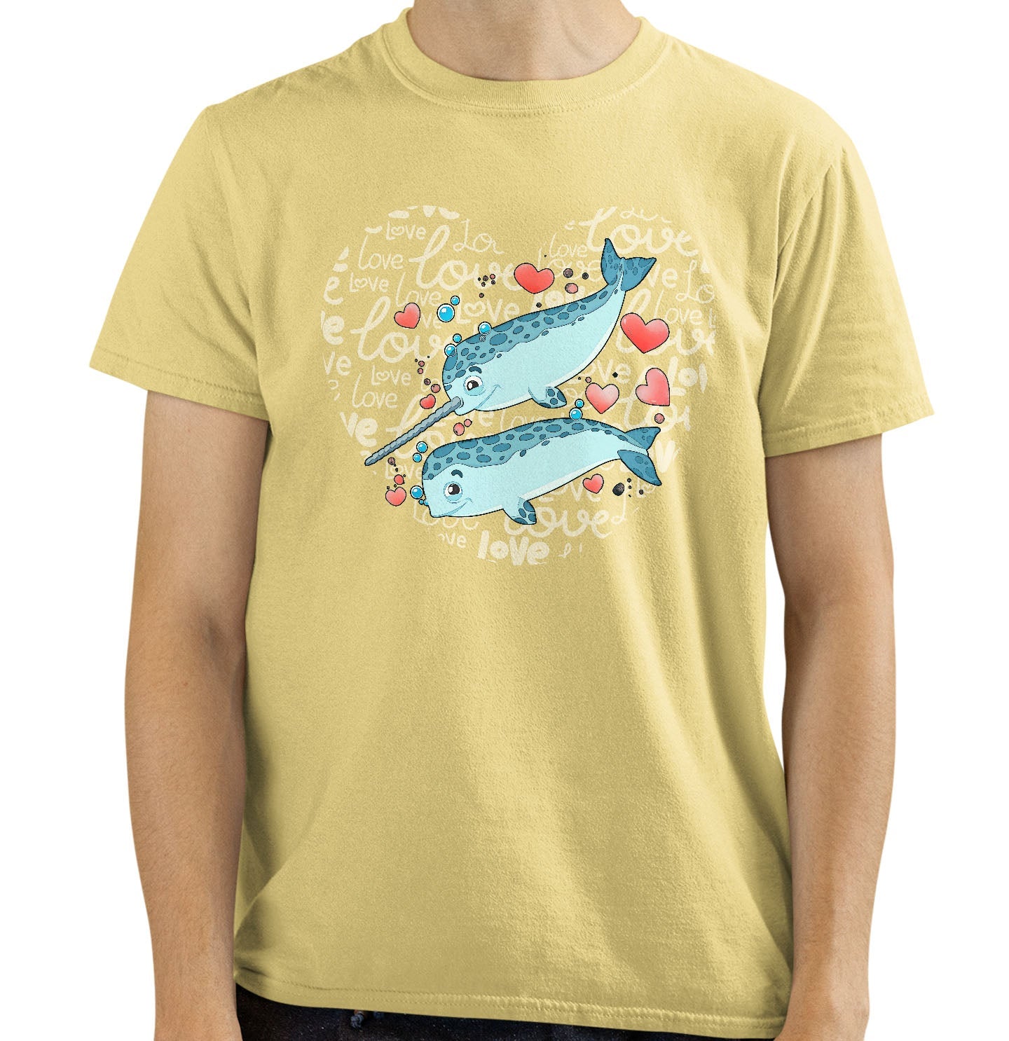 Narwhal Love Heart - Adult Unisex T-Shirt