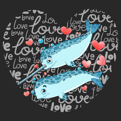 Narwhal Love Heart - Adult Unisex Hoodie Sweatshirt