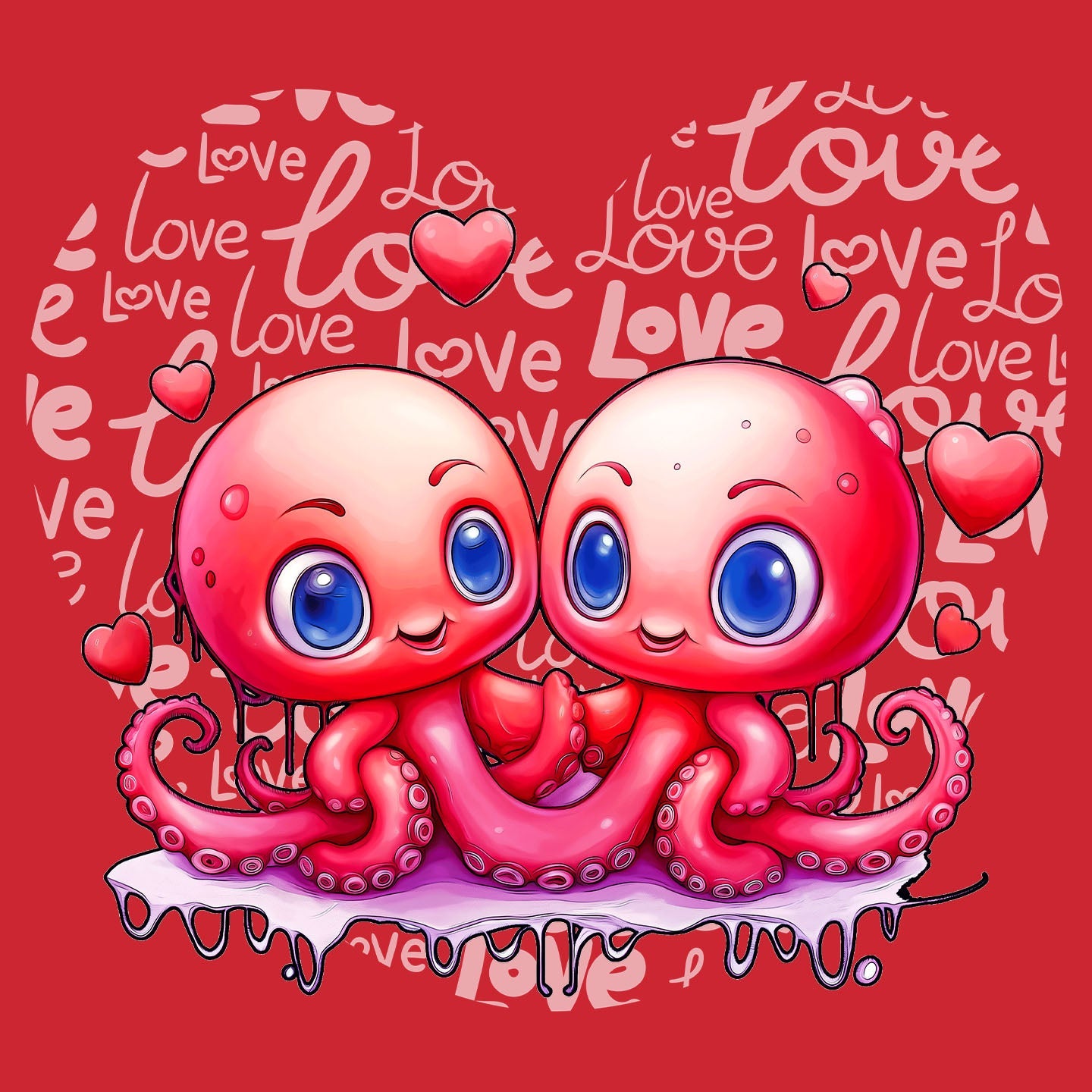 Octopus Love Heart - Kids' Unisex T-Shirt