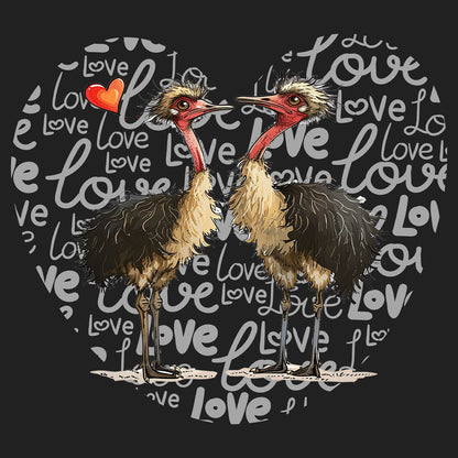 Ostrich Love Heart - Women's V-Neck T-Shirt
