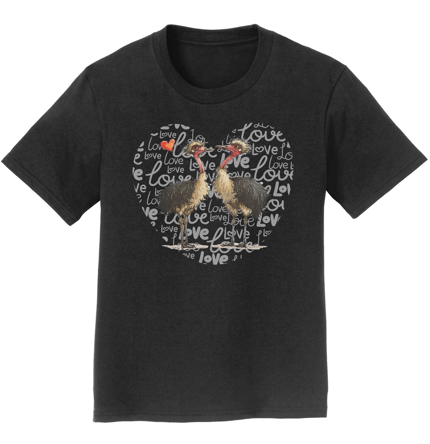 Ostrich Love Heart - Kids' Unisex T-Shirt