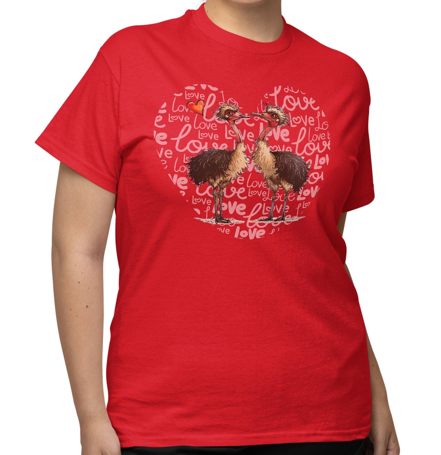 Ostrich Love Heart - Adult Unisex T-Shirt