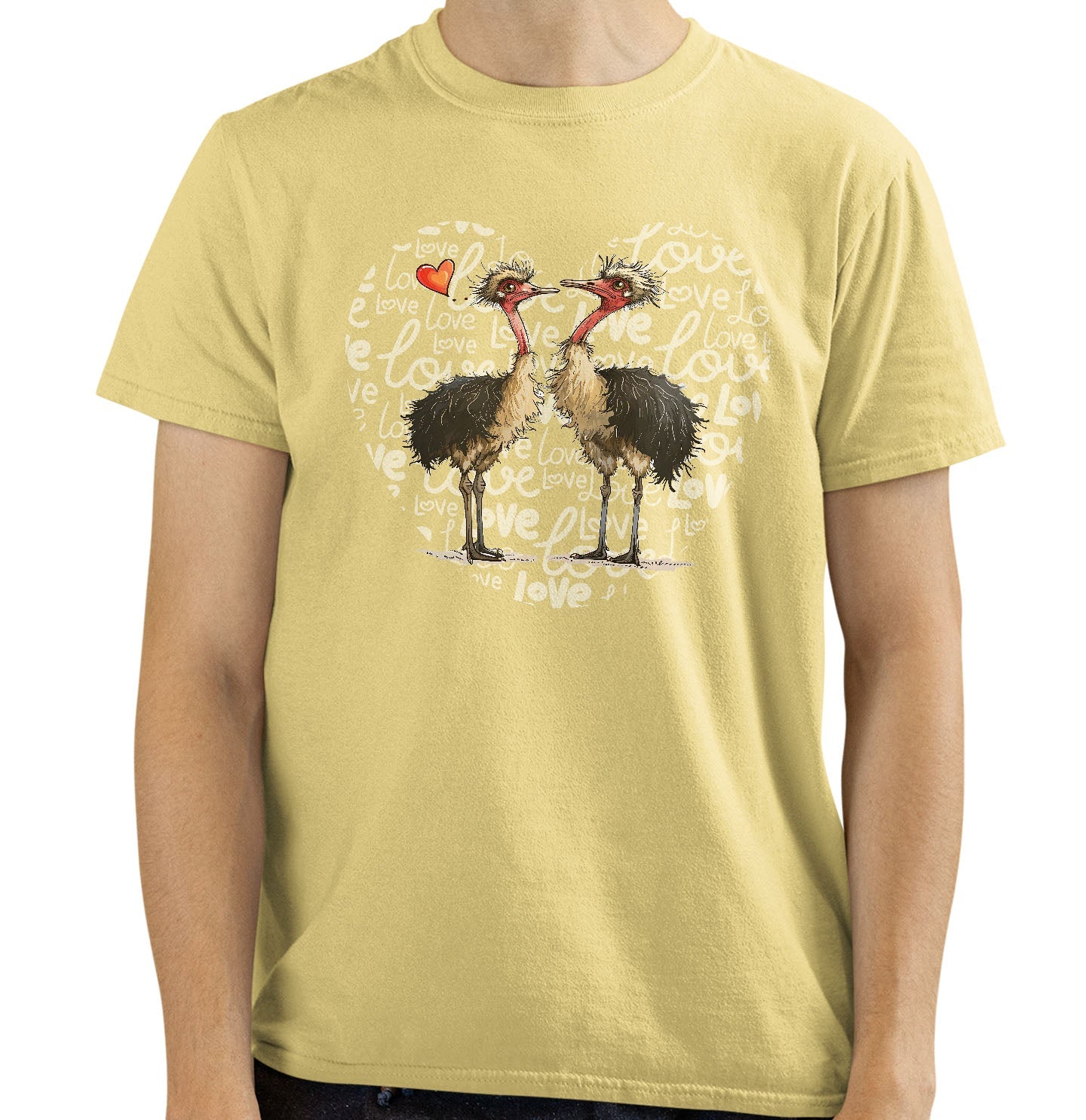 Ostrich Love Heart - Adult Unisex T-Shirt