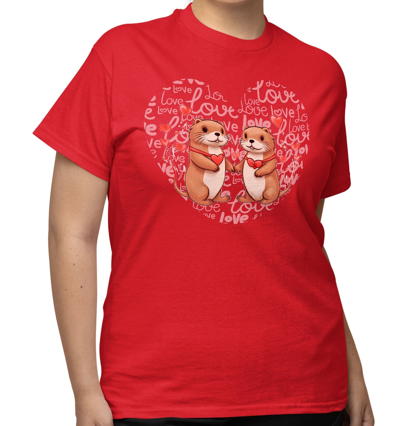 Otter Love Heart - Adult Unisex T-Shirt