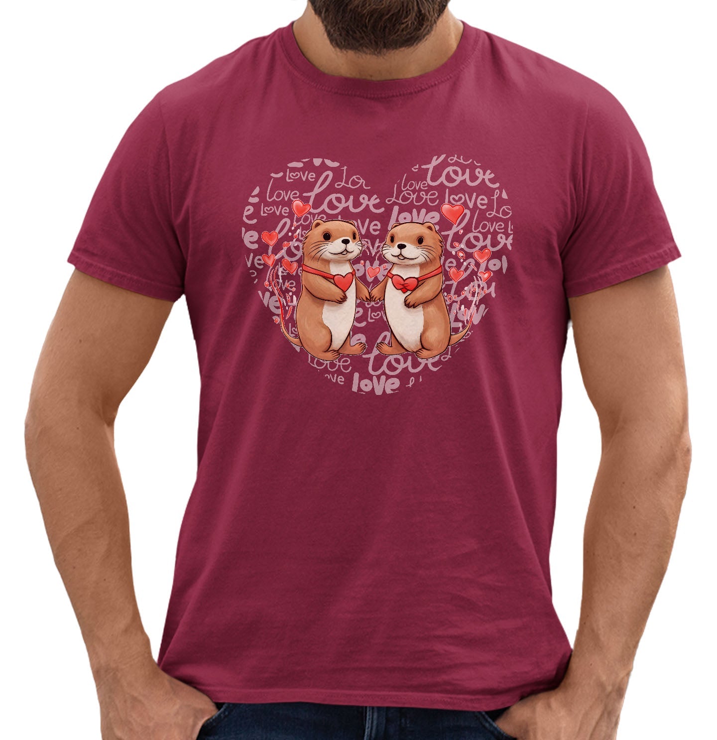 Otter Love Heart - Adult Unisex T-Shirt