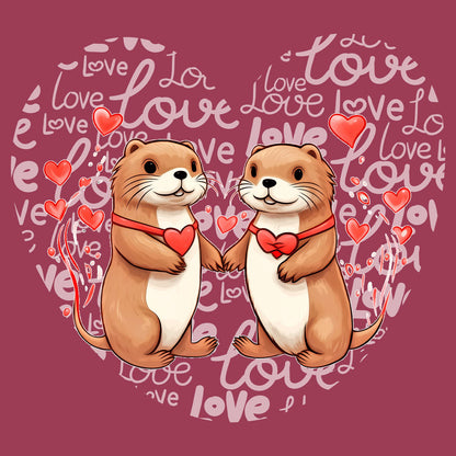 Otter Love Heart - Adult Unisex T-Shirt