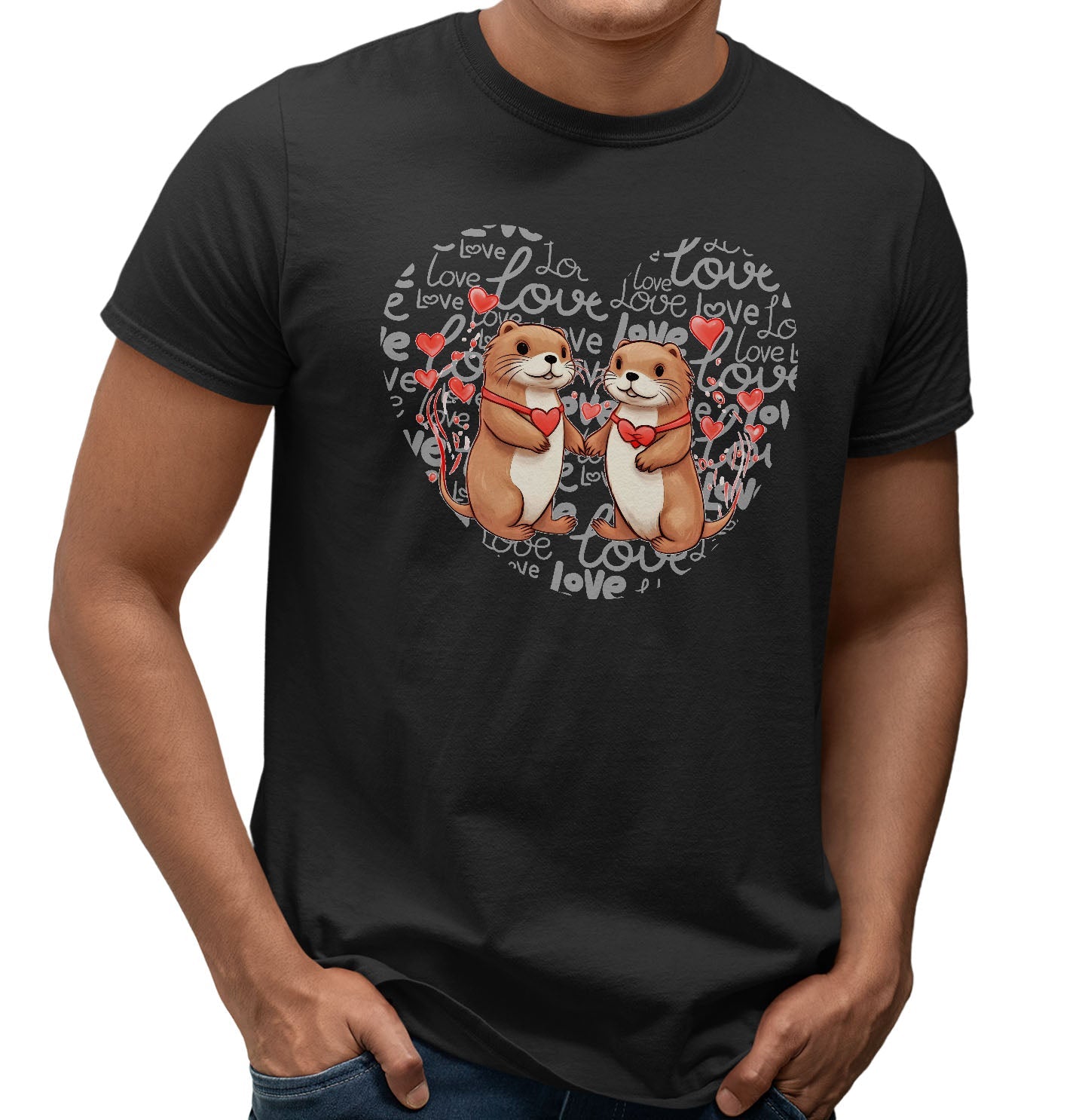 Otter Love Heart - Adult Unisex T-Shirt