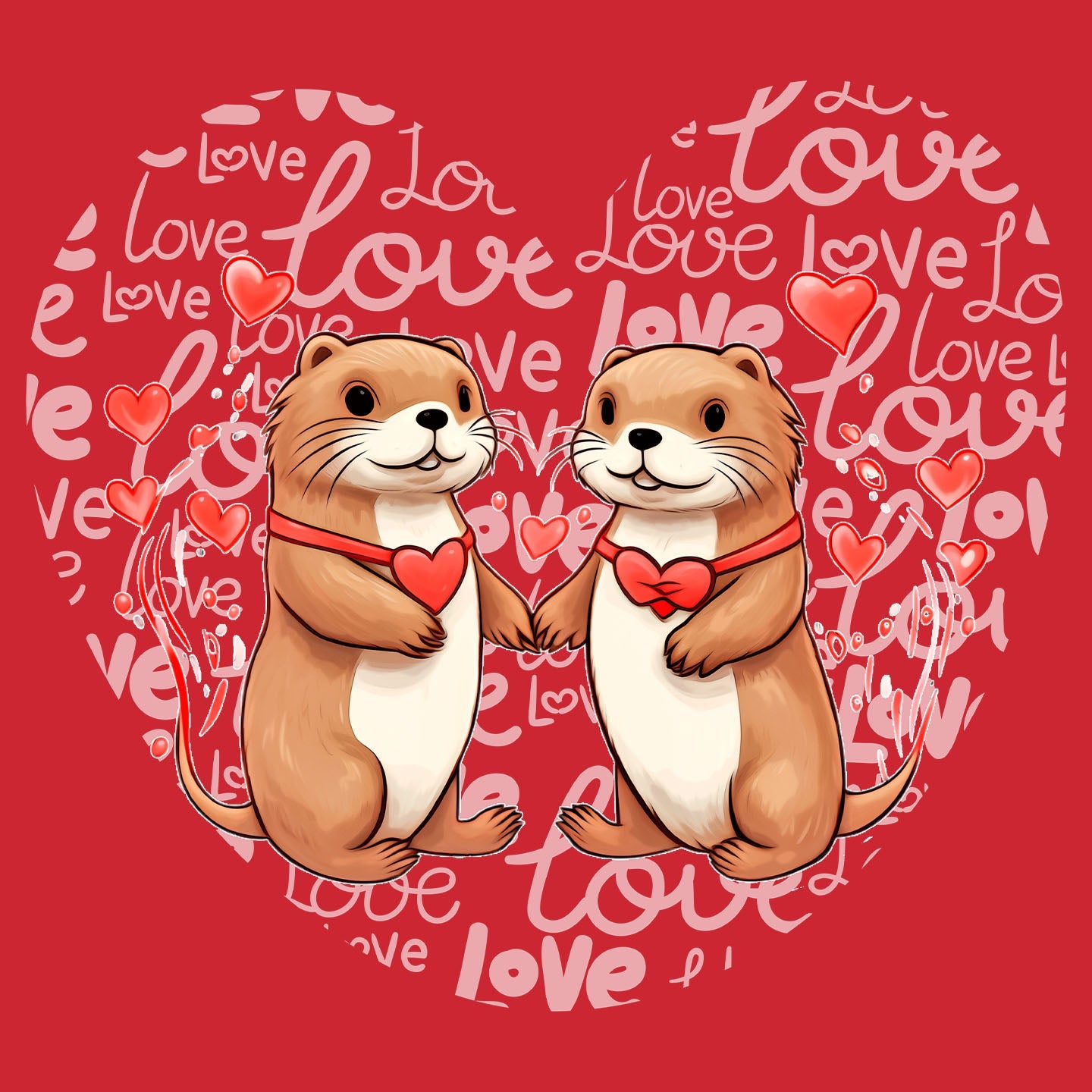 Otter Love Heart - Kids' Unisex T-Shirt