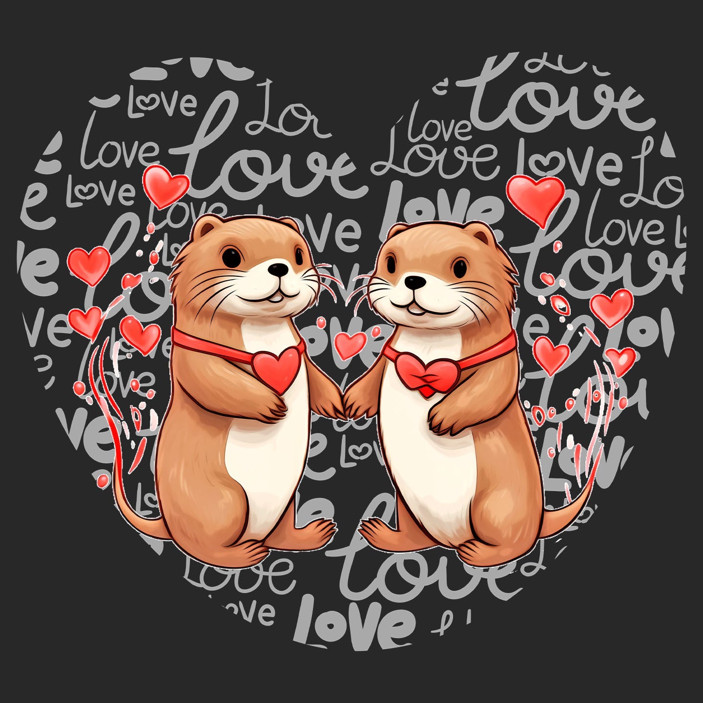 Otter Love Heart - Kids' Unisex Hoodie Sweatshirt