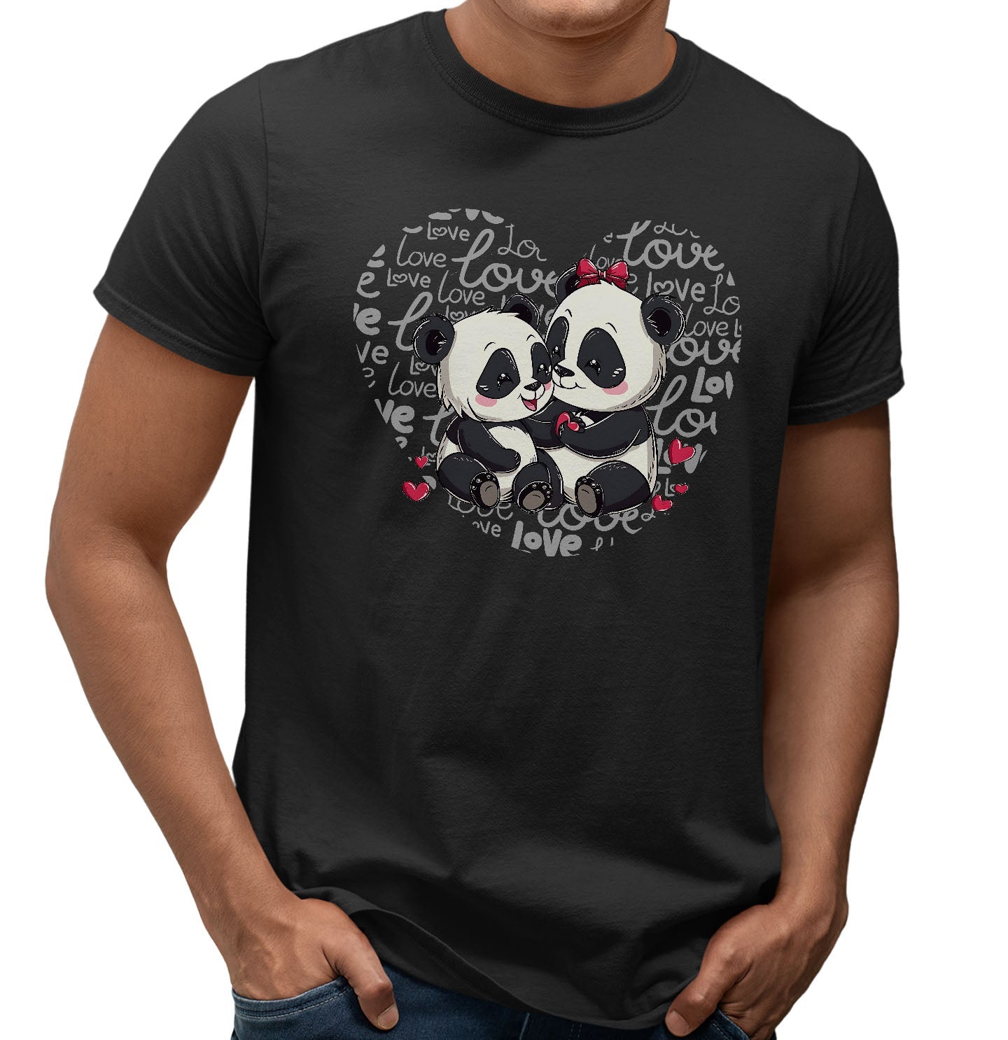 Panda Love Heart - Adult Unisex T-Shirt
