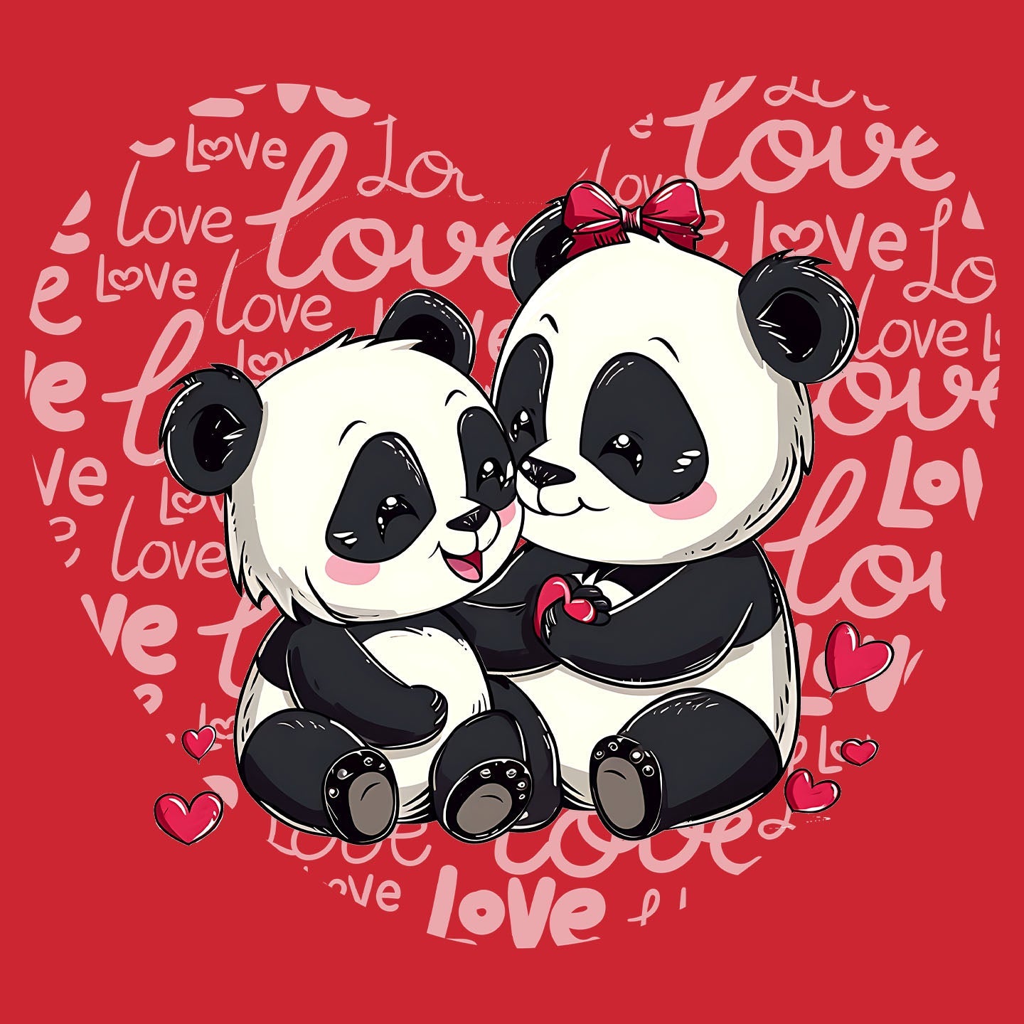 Panda Love Heart - Kids' Unisex T-Shirt