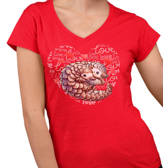 Pangolin Love Heart - Women's V-Neck T-Shirt