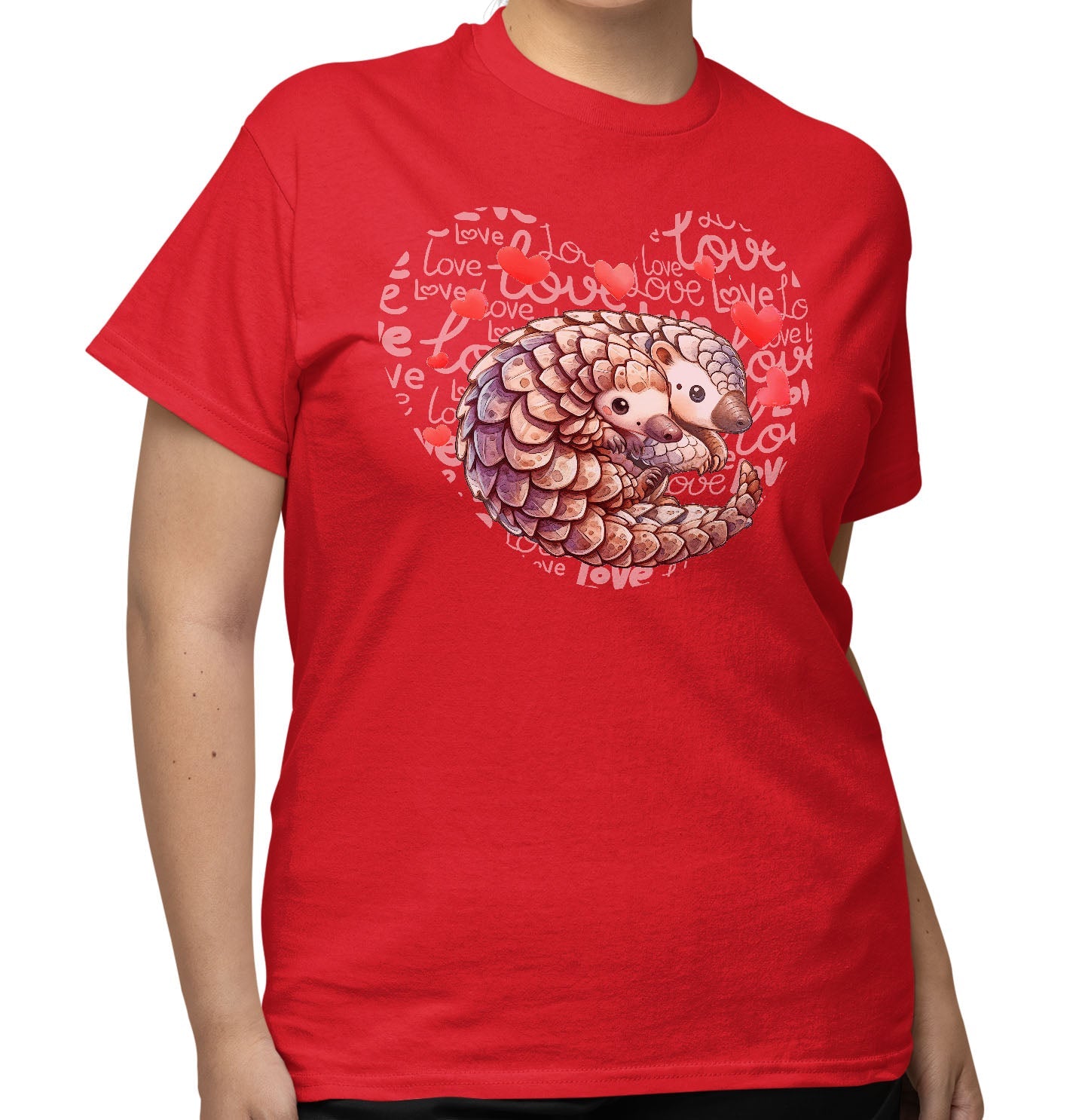Pangolin Love Heart - Adult Unisex T-Shirt