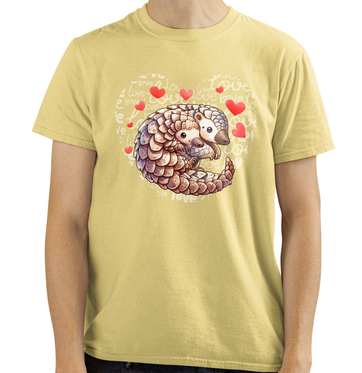 Pangolin Love Heart - Adult Unisex T-Shirt