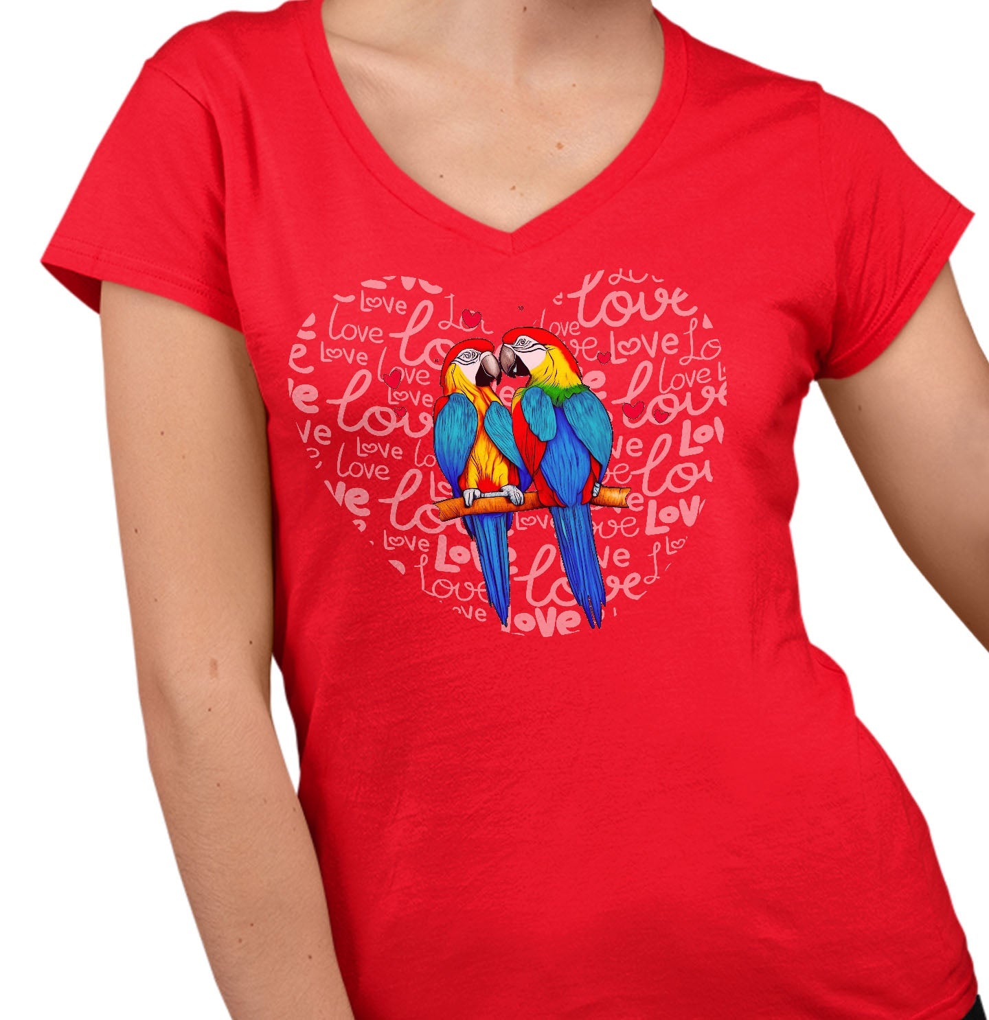 Parrot Love Heart - Women's V-Neck T-Shirt