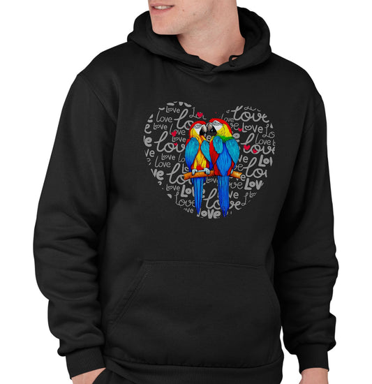 Parrot Love Heart - Adult Unisex Hoodie Sweatshirt