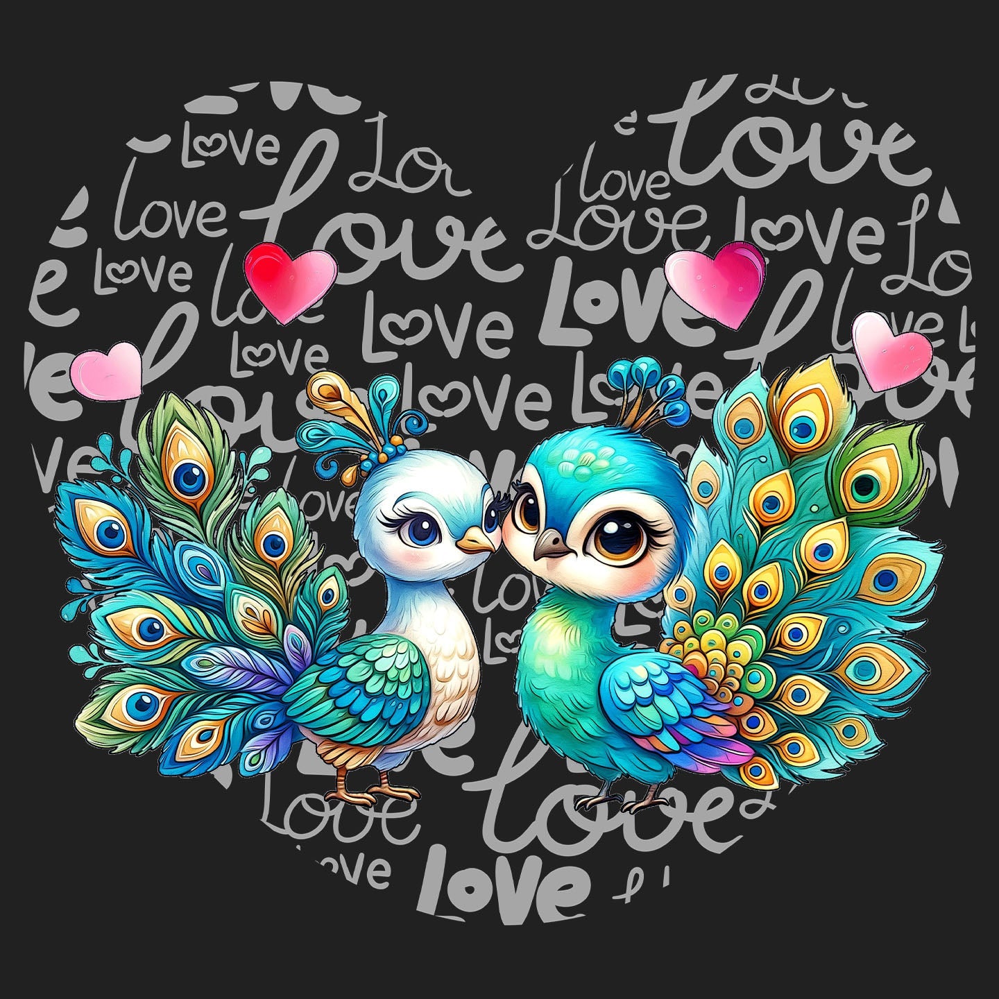 Peacock Love Heart - Women's V-Neck T-Shirt