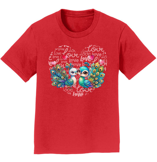 Peacock Love Heart - Kids' Unisex T-Shirt