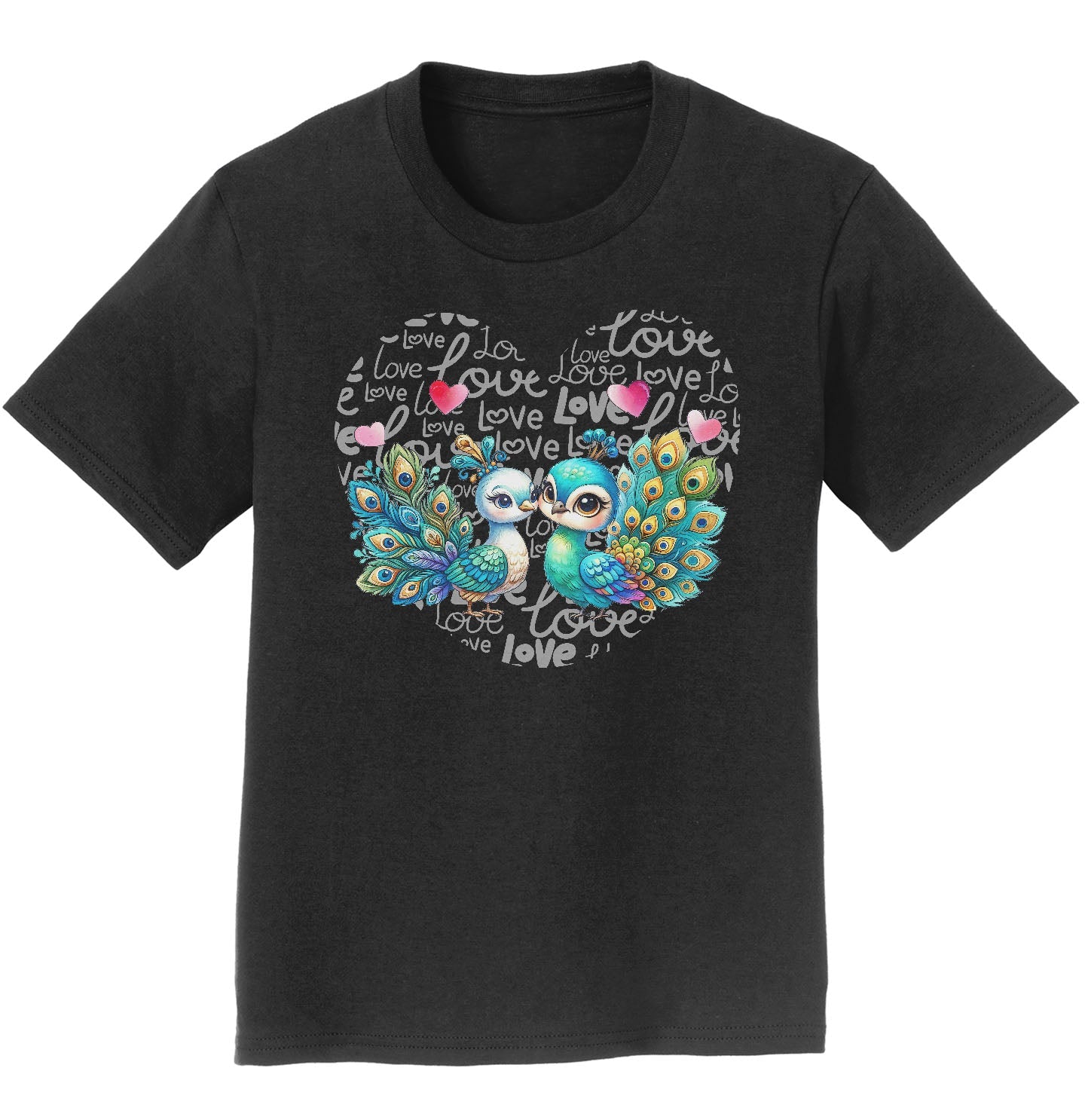 Peacock Love Heart - Kids' Unisex T-Shirt