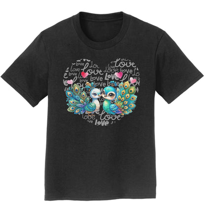 Peacock Love Heart - Kids' Unisex T-Shirt