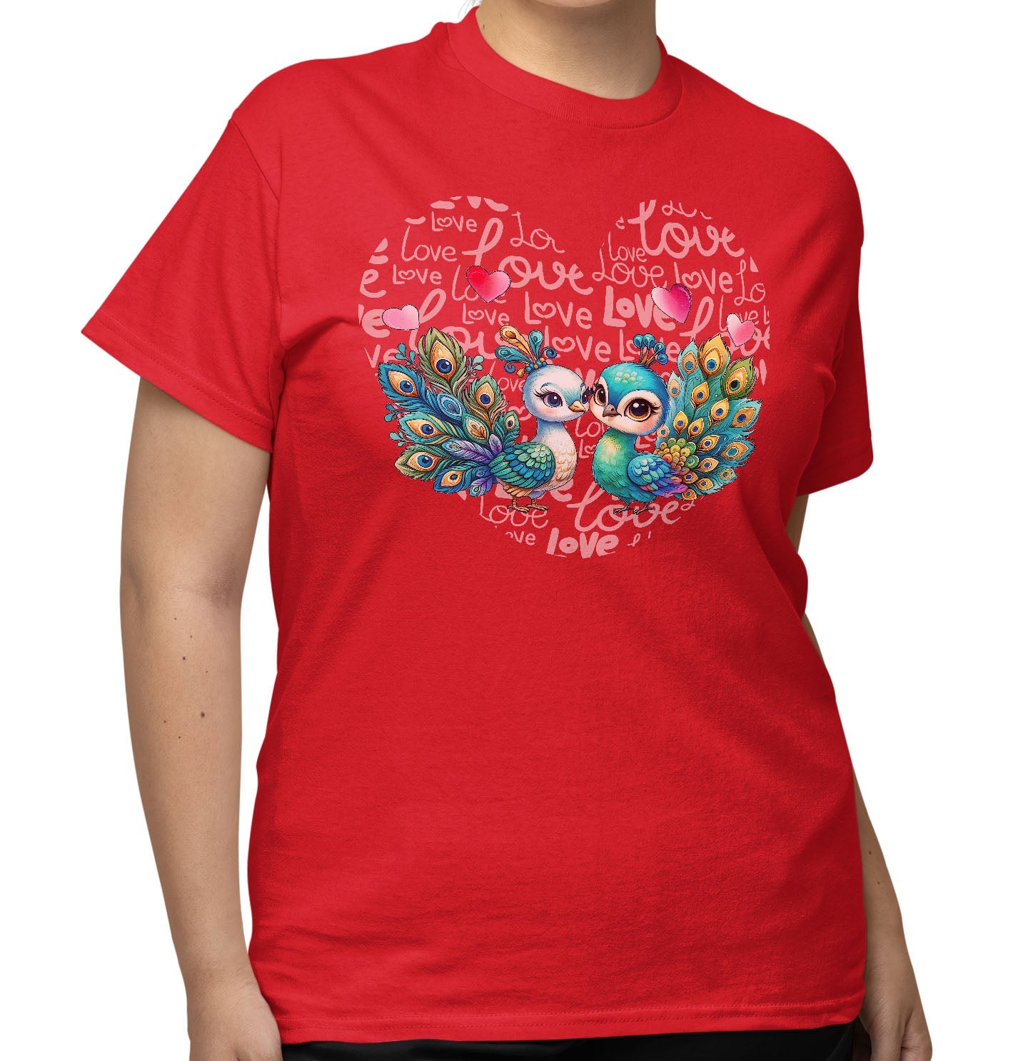 Peacock Love Heart - Adult Unisex T-Shirt
