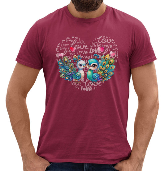 Peacock Love Heart - Adult Unisex T-Shirt