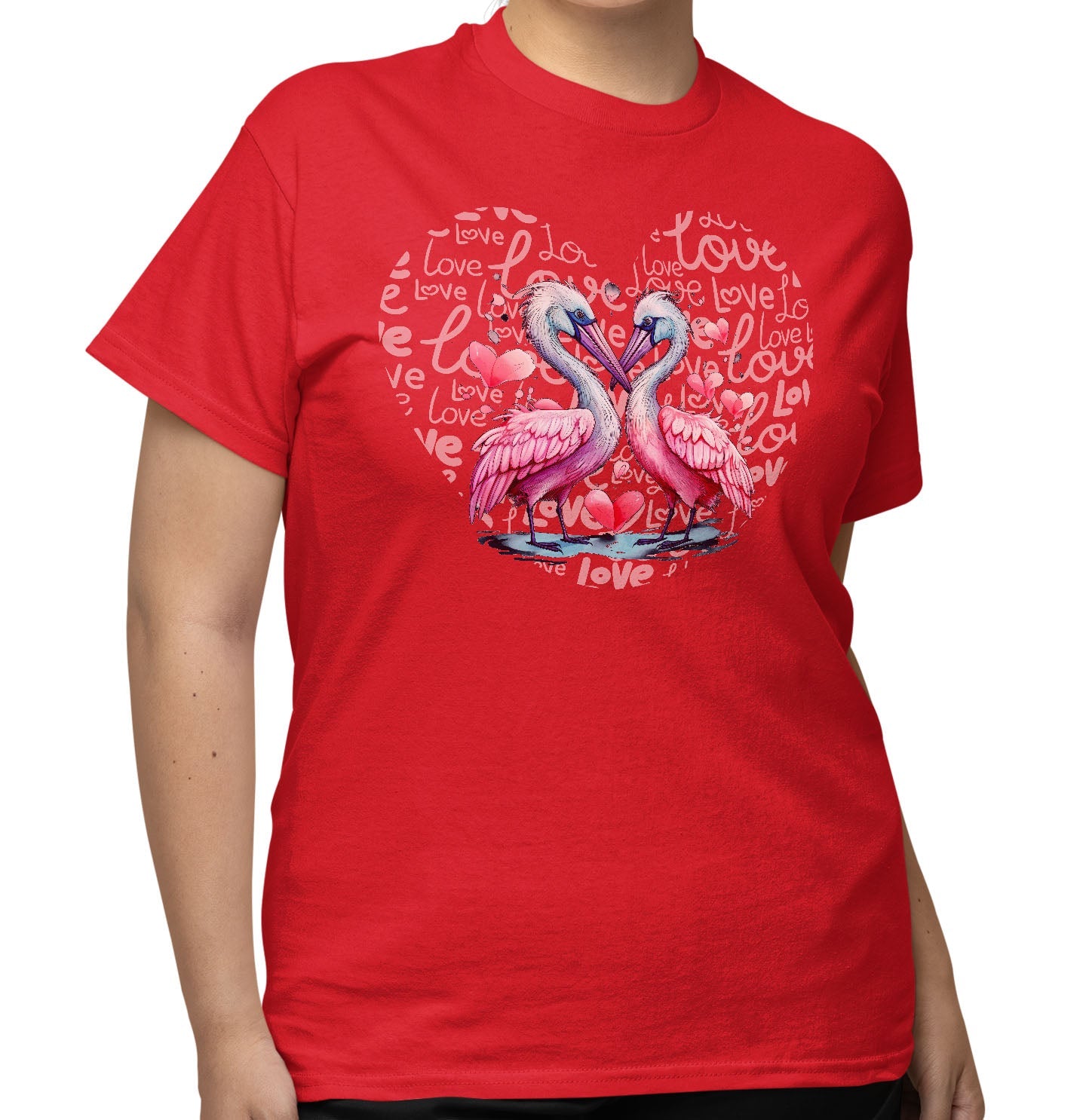 Pelican Love Heart - Adult Unisex T-Shirt