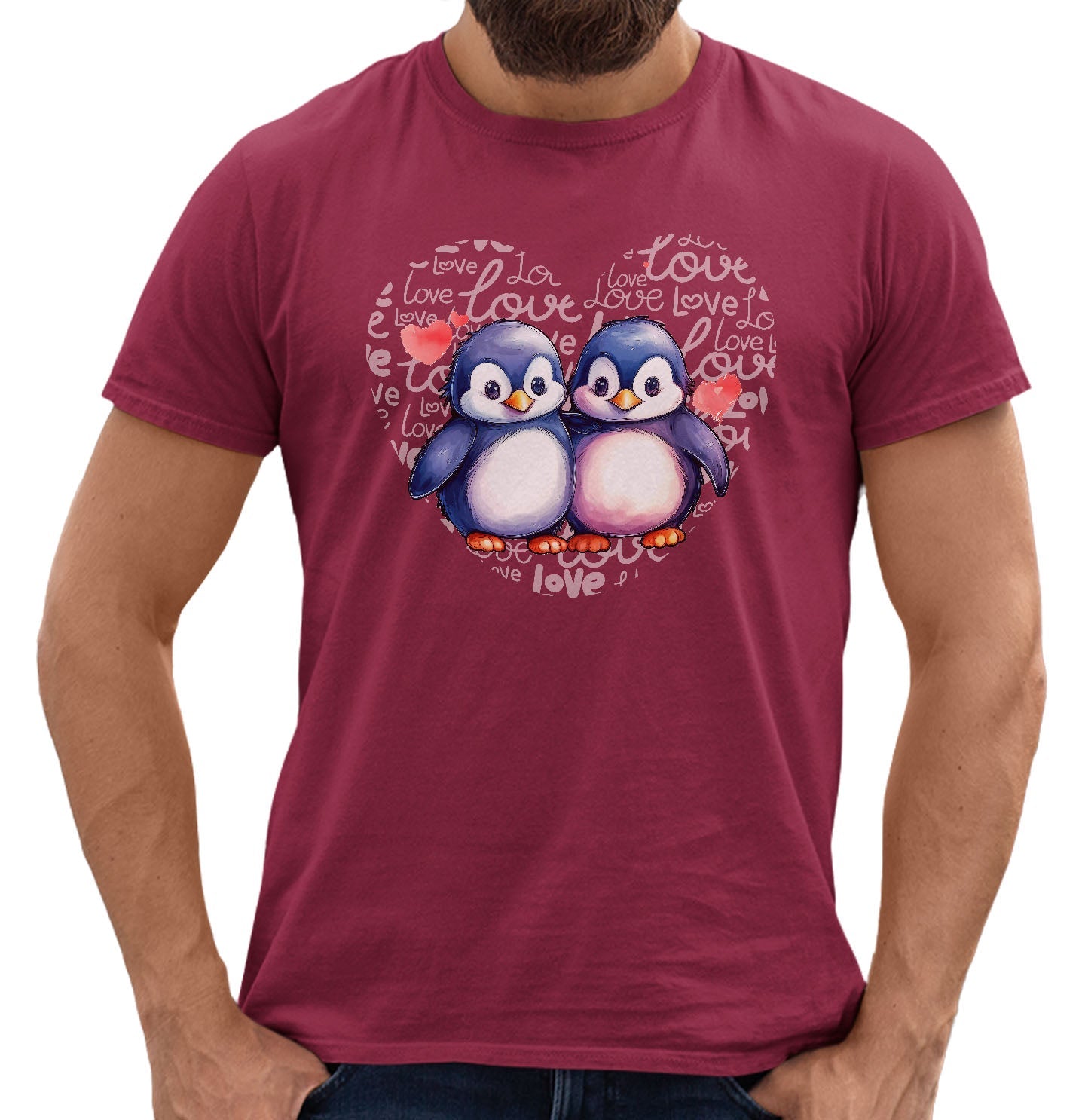 Penguin Love Heart - Adult Unisex T-Shirt