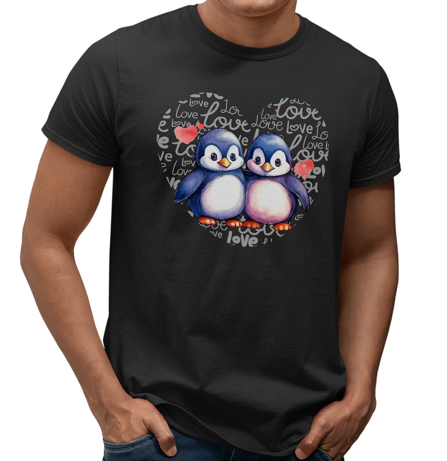 Penguin Love Heart - Adult Unisex T-Shirt