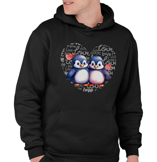 Penguin Love Heart - Adult Unisex Hoodie Sweatshirt