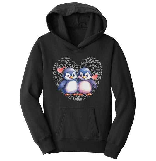 Penguin Love Heart - Kids' Unisex Hoodie Sweatshirt