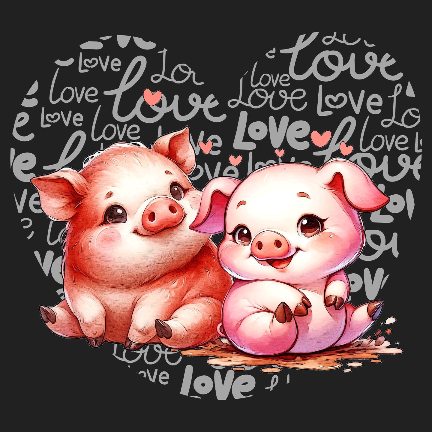 Pig Love Heart - Women's V-Neck T-Shirt