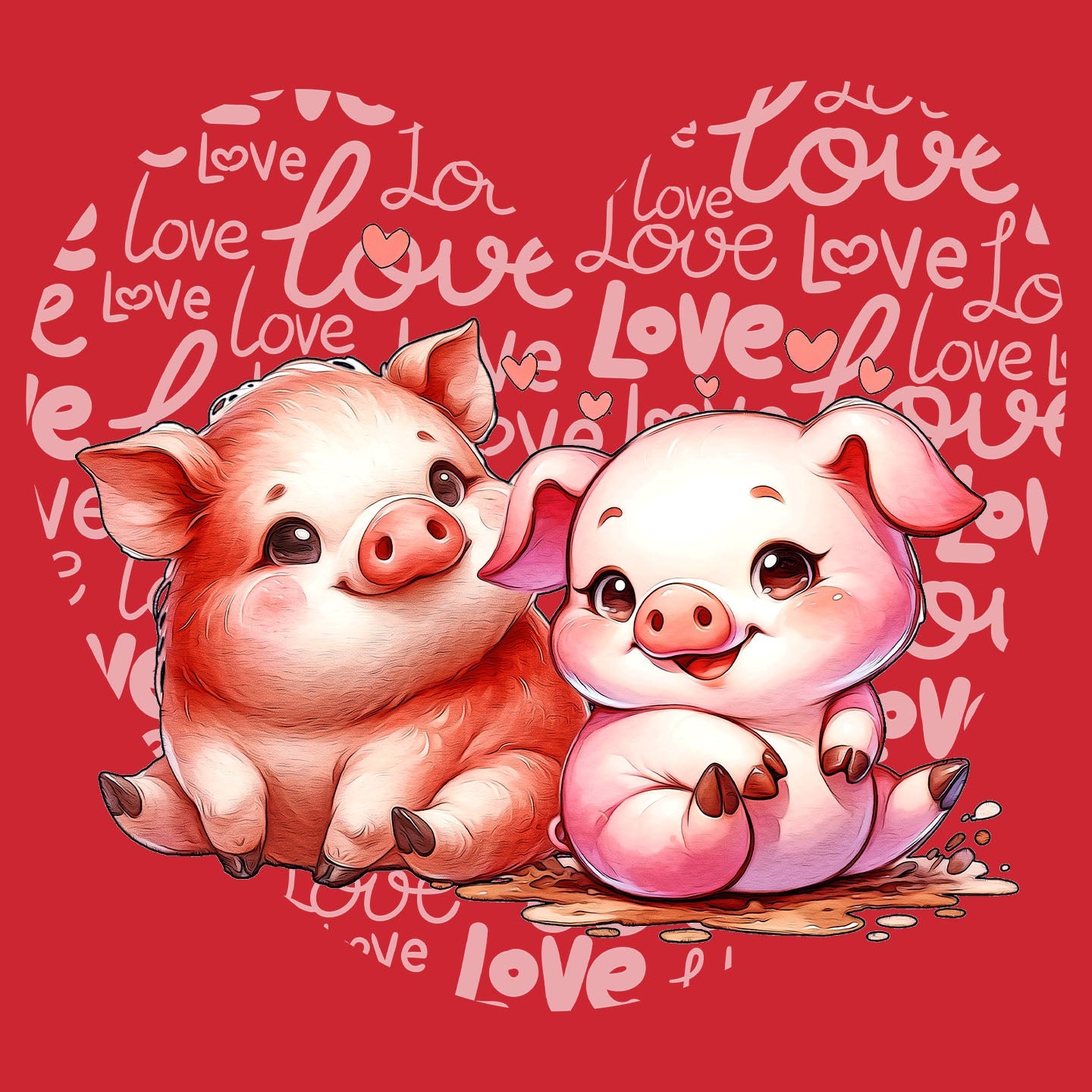 Pig Love Heart - Kids' Unisex T-Shirt