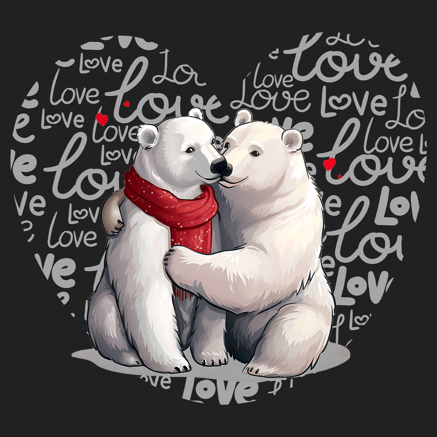 Polar Bear Love Heart - Women's V-Neck T-Shirt