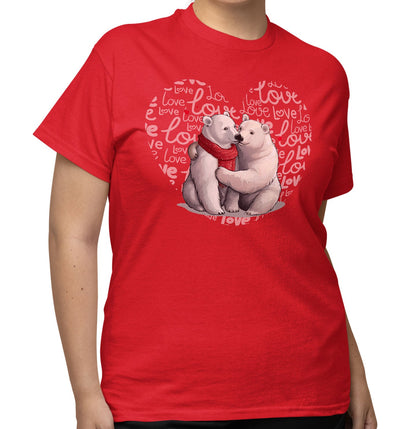 Polar Bear Love Heart - Adult Unisex T-Shirt