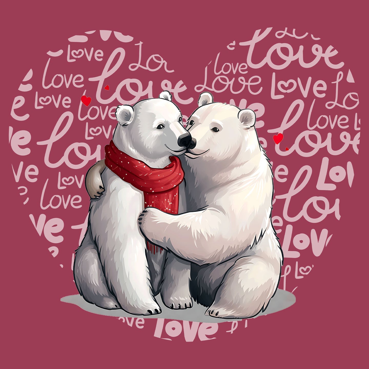 Polar Bear Love Heart - Adult Unisex T-Shirt