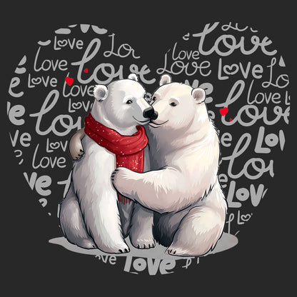 Polar Bear Love Heart - Adult Unisex Hoodie Sweatshirt