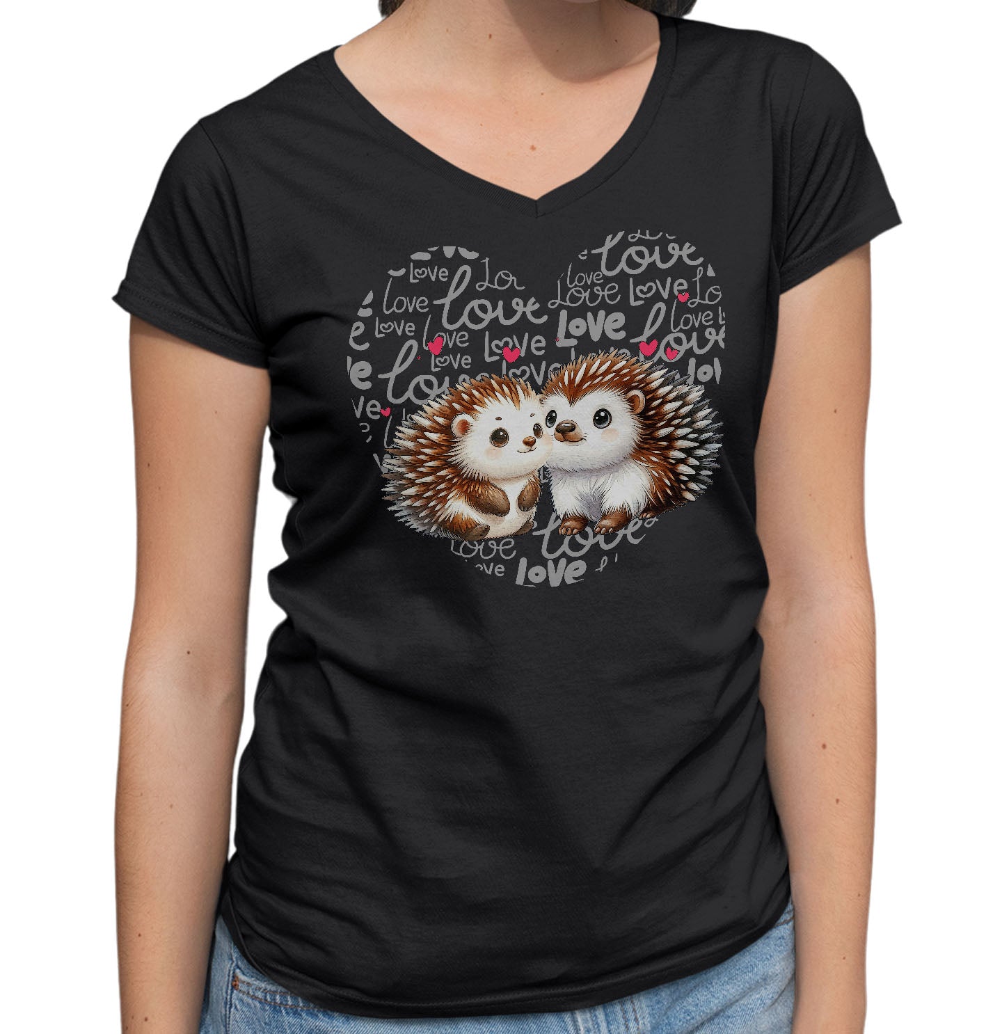 Porcupine Love Heart - Women's V-Neck T-Shirt
